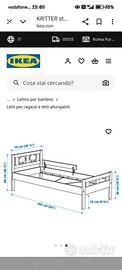 lettino Ikea singolo bambino bianco a pecorelle