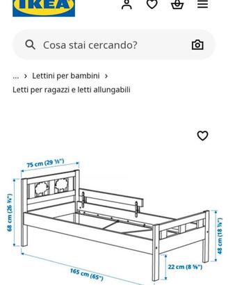 lettino Ikea singolo bambino bianco a pecorelle