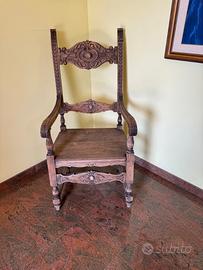 Poltrona intagliata antiquariato noce massello