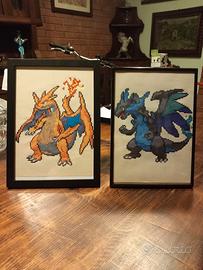Quadri pixel art pokemon charizard 