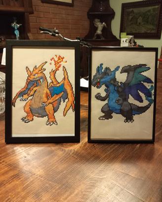 Quadri pixel art pokemon charizard 