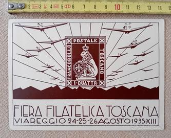 1935 VECCHIA CARTOLINA FIERA FILATELICA TOSCANA 