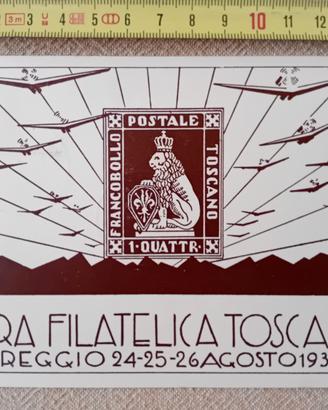1935 VECCHIA CARTOLINA FIERA FILATELICA TOSCANA 