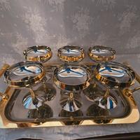 Set 6 coppe acciaio 18/10 dettagli dorati 