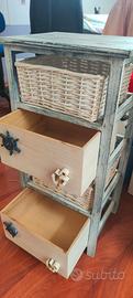 mobiletto in legno-vimini