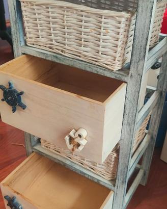 mobiletto in legno-vimini