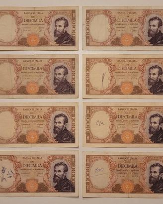GIRO COMPLETO BANCONOTA LIRE 10000 MICHELANGELO