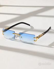 Occhiali da sole unisex con lenti blu, dettagli or