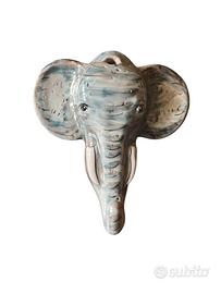 Testa elefante ceramica vietrese da parete