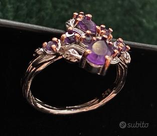 Anello donna Ametista placcato Oro/Arg. 3,1 gr