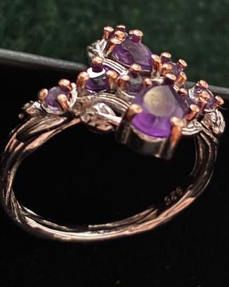 Anello donna Ametista placcato Oro/Arg. 3,1 gr