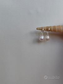 orecchini cerchio argento 925 perla di fiume