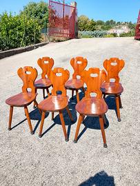 Set da 6 sedie in legno anni 70 