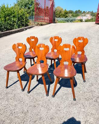 Set da 6 sedie in legno anni 70 