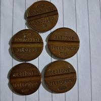 5 gettoni telefonici rari anni 60 6310 senza march