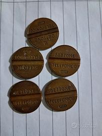 5 gettoni telefonici rari anni 60 6310 senza march