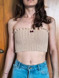 Crop top tubino uncinetto fatto a mano