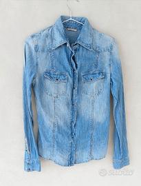 Camicia denim donna Guess, tg XS, cotone, western