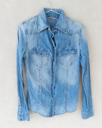 Camicia denim donna Guess, tg XS, cotone, western