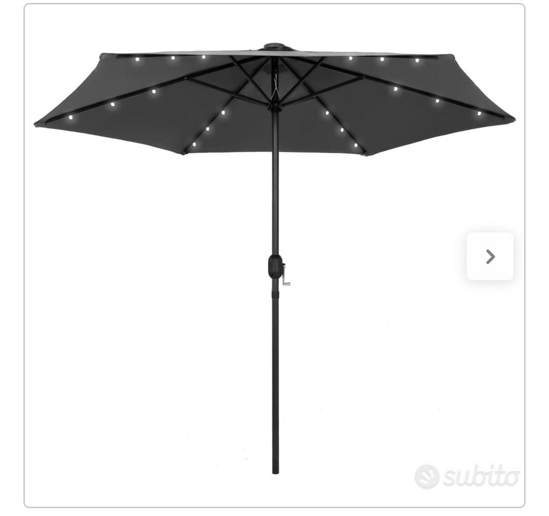 KOMFOTTEU Ombrellone Da Giardino 3x3m Con Luci LED E Manovella - Pieghevole, Inclinabile, Perfetto Per Terrazza, Spiaggia E Patio (Base Non Inclusa)