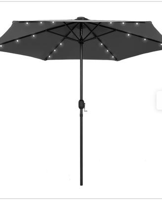 Ombrellone nero da giardino con led d. 350cm 3.50m