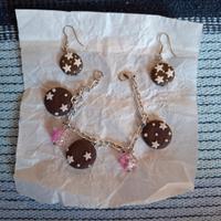 Set coordinato orecchini e bracciale Pan di stelle