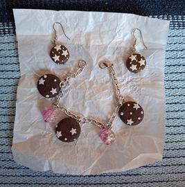 Set coordinato orecchini e bracciale Pan di stelle