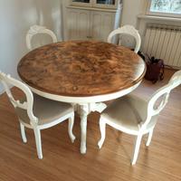 Tavolo da pranzo in radica + 4 sedie