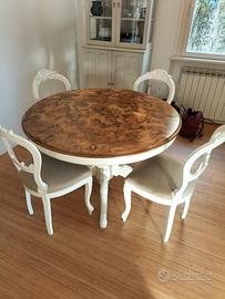 Tavolo da pranzo in radica + 4 sedie