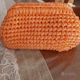 borsa clucth arancione filato mondial perla