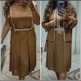 Completo Vintage Anni 80 Misto Seta 2 Pezzi