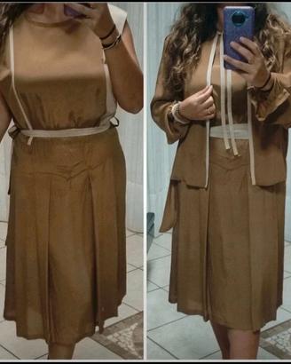Completo Vintage Anni 80 Misto Seta 2 Pezzi