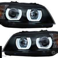 Coppia fanali anteriori angel eyes TFL neri per BM