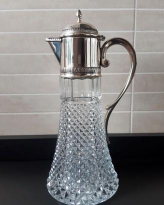Brocca caraffa in cristallo e silverplate vintage