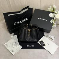 Borsa CHANEL 25 - Pelle trapintata nera small-size