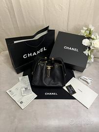 Borsa CHANEL 25 - Pelle trapintata nera small-size