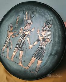 Piatto egizio lavorazione su rame antico 