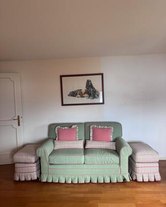 Divano 2 posti + 2 pouf Country Chic