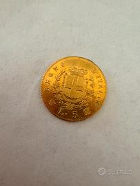 MONETA ORO 5lire italia 1865