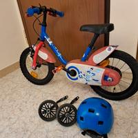 Bicicletta bimbo + casco + rotelle