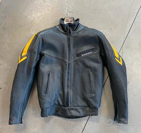 Giubbotto moto FRANK THOMAS pelle nero/giallo