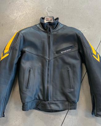 Giubbotto moto FRANK THOMAS pelle nero/giallo