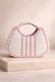 Borsa Artigianale Bianca e Rosa