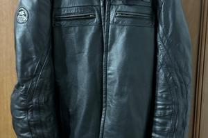 Giubbotto moto Spyke in pelle nera con protezioni