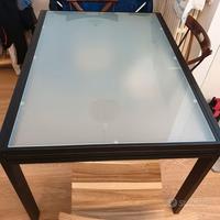 tavolo acciaio e vetro, allungabile