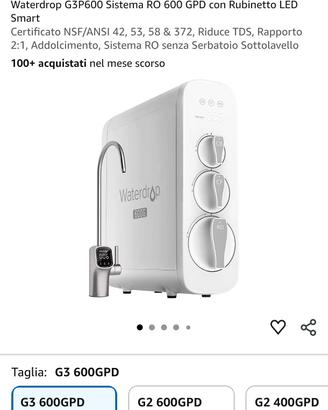 Waterdrop G3P600 Sistema RO 600 GPD con rubinetto