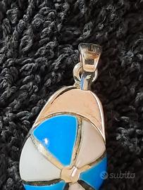 ciondolo cappellino argento massiccio smaltato