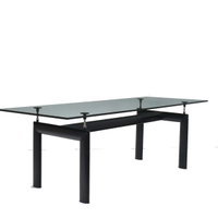 Tavolo design in stile LC6 vetro e acciaio