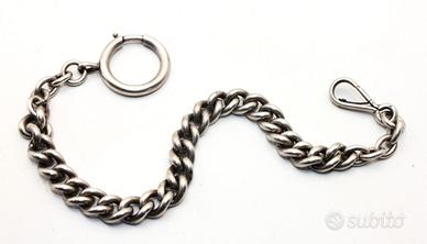 Splendida catena orologio argento massiccio 1900