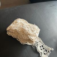 Pizzo bordo color panna cm. 240 vintage